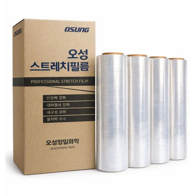 오성 스트레치필름 4롤 산업용 포장 랩 투명 랩필름 강력 점착