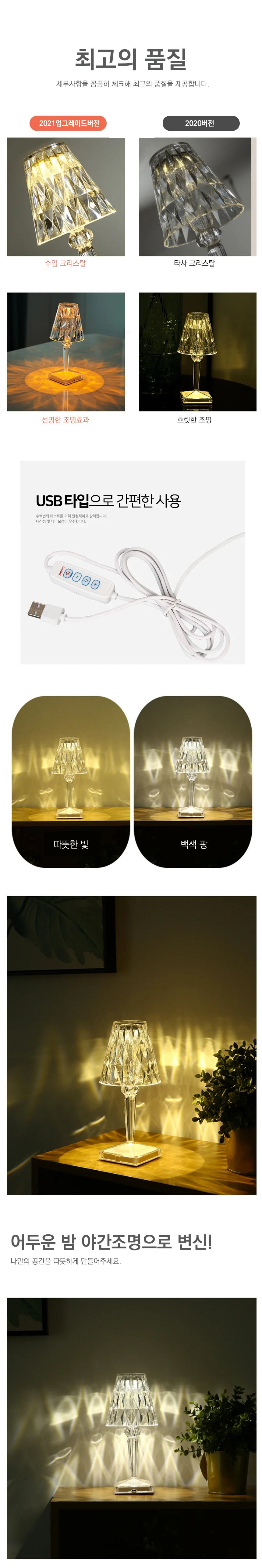 카페 조명 크리스탈 무드등 LED 램프 집들이 선물 상세2