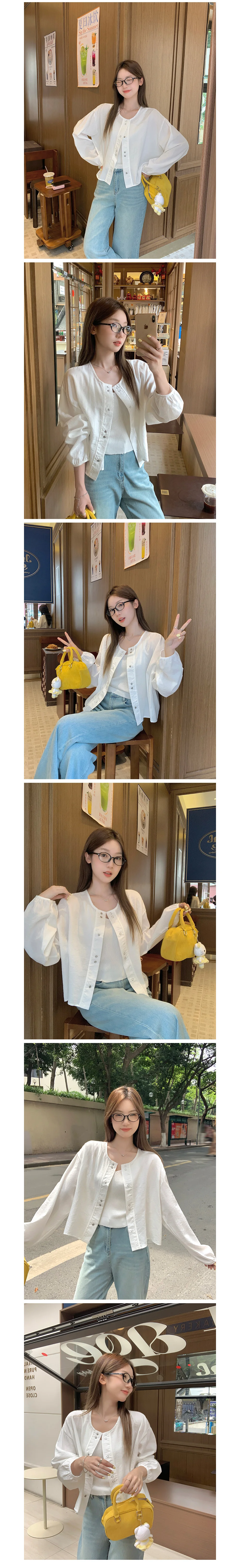 봄 여름 노카라 크롭 자켓 블라우스 바람막이 여름긴팔자켓 여름긴팔가디건 상세2