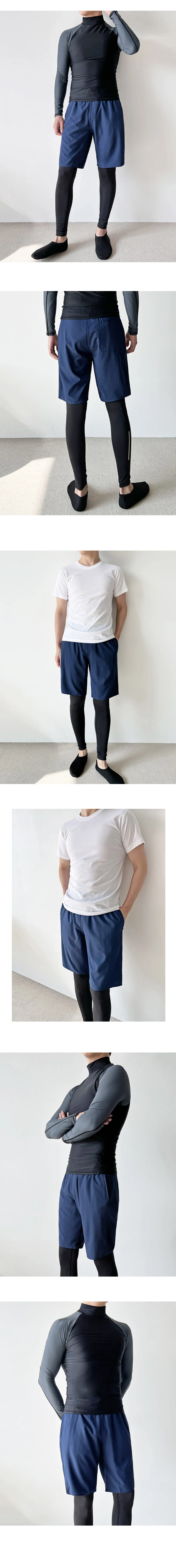 여름 비치웨어 네이비 메쉬팬티 반바지 비치룩 워터레깅스 상세2