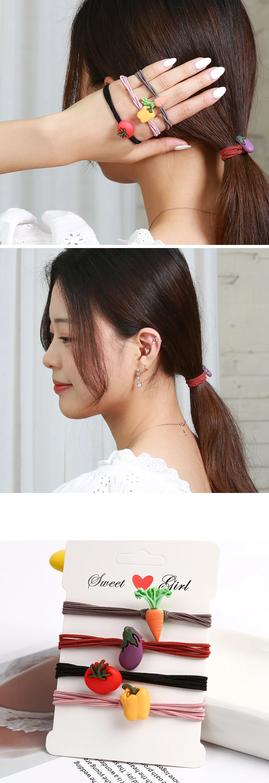 야채 머리끈 머리묶는밴드 머리고정밴드 머리묶는끈 상세3