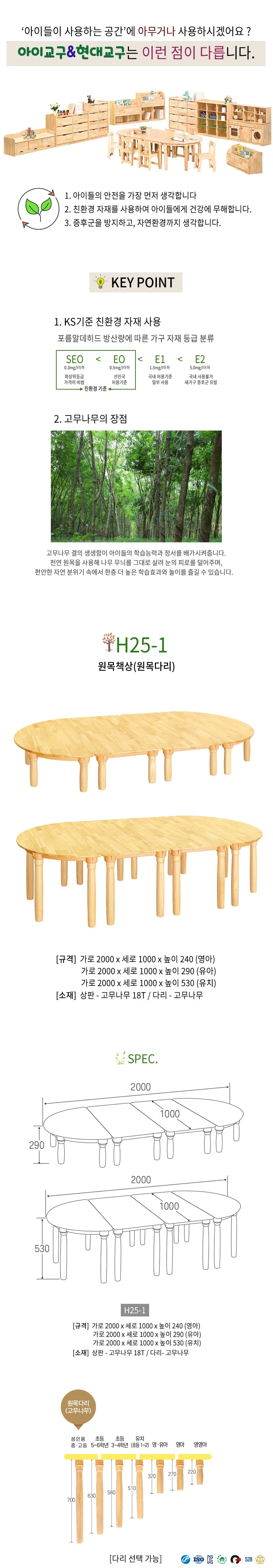 원목 책상 530mm 어린이테이블 원목책상 상세1
