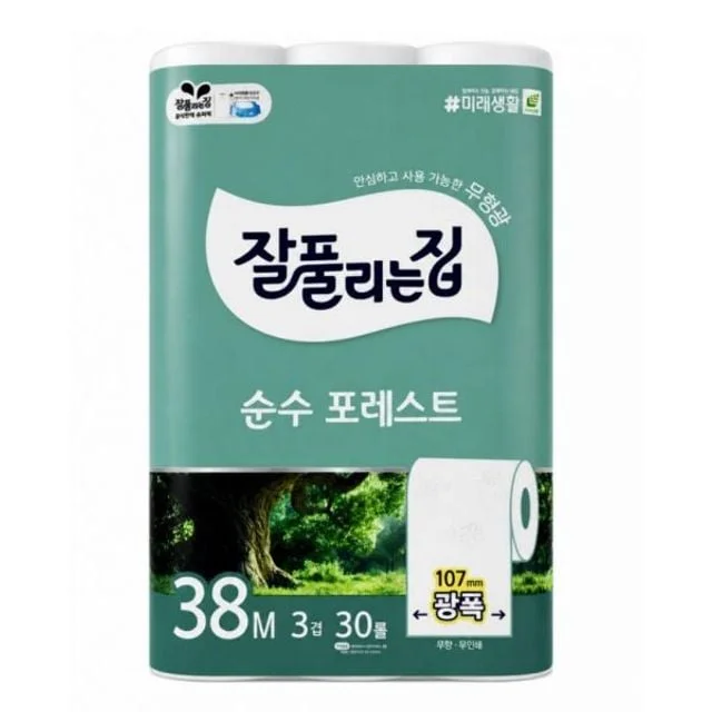 대용량 38미터 3겹 30롤 광폭 두루마리 화장지 휴지 세트