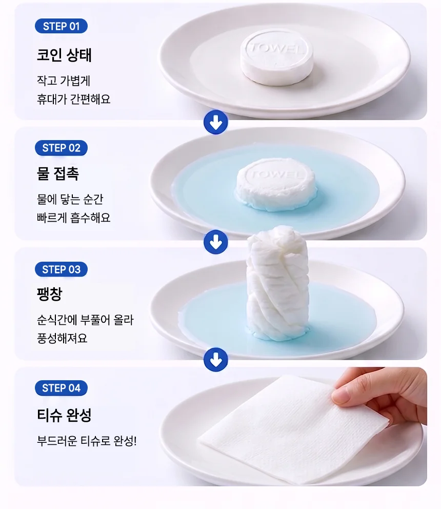 아쿠아 코인 티슈 500P 동전티슈 행주 타올 일회용 상세3