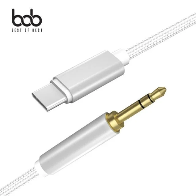 Type C 3.5mm AUX 페브릭 오디오 케이블 1M 카오디오 연결 상세1
