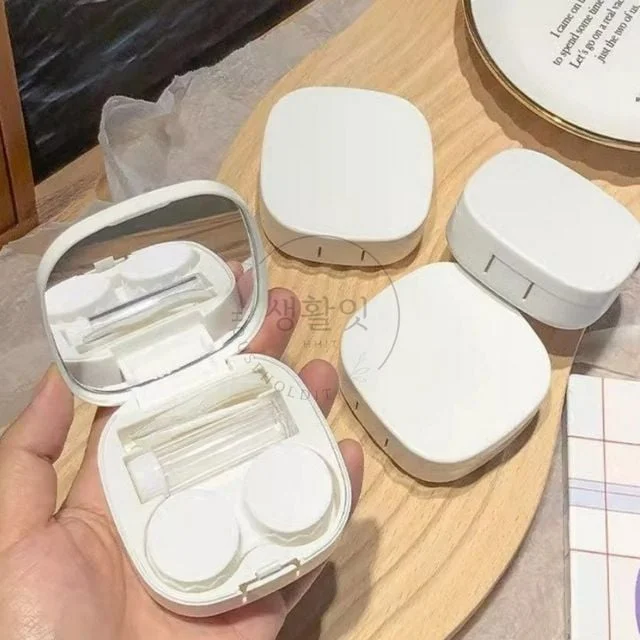 휴대용 콘택트 렌즈 미니 케이스 화이트 여행용렌즈케이스 렌즈보관수납통 렌즈케이스집게세트 휴대용렌즈