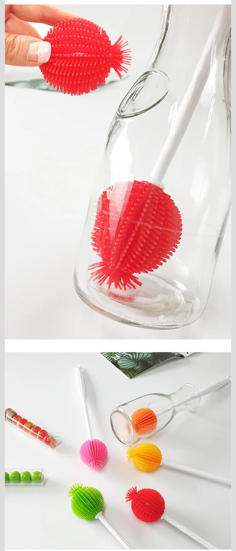세척솔 36cm 젖병솔 설거지솔 텀블러 브러쉬 실리콘 상세4