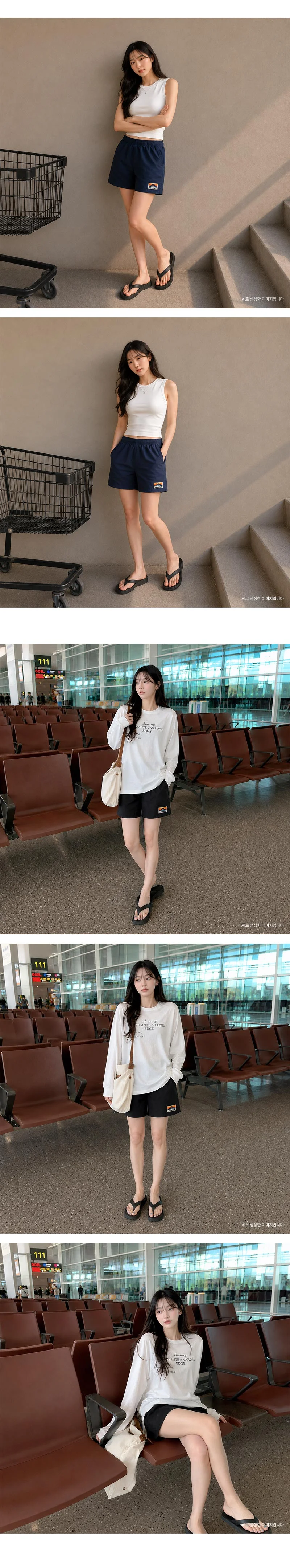 반바지 여성 밴딩 스트링 여름 하의 외출 코디 데일리용 상세5