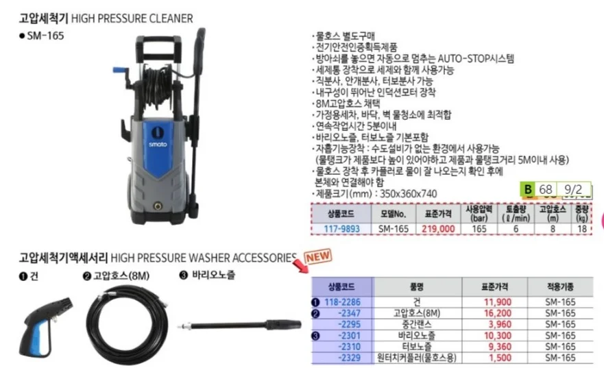 UDT고압세척기 건 SM-165용 1EA 상세1