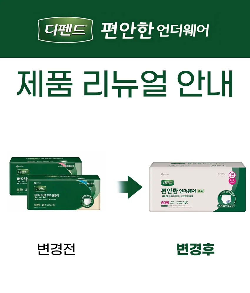 디펜드 언더웨어 수퍼 중대형 16매x4팩 성인 기저귀 상세3