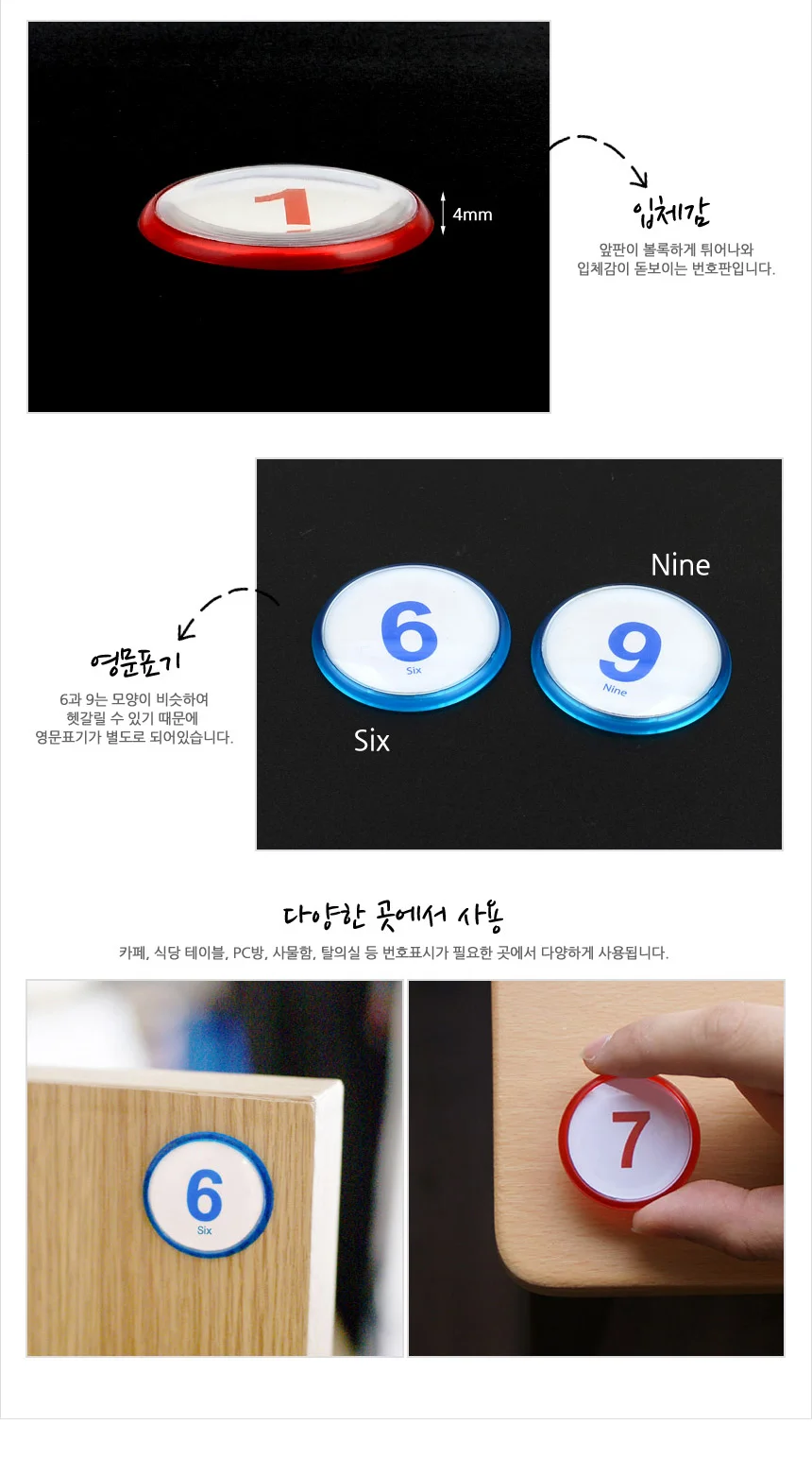 사물함 락카 신발장 스티커 10P 부착식 문패 호실 숫자 번호판 원형 상세5