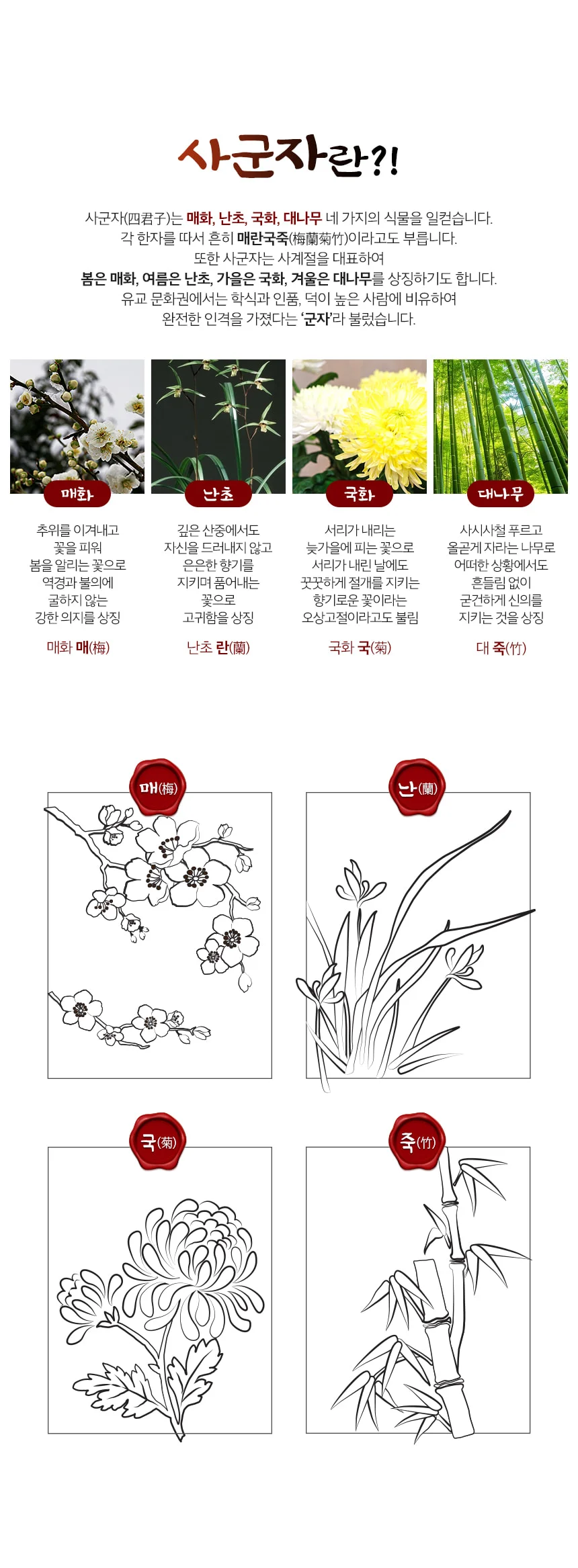 LED 전통 사군자 무드등 만들기 재료 키트 상세5
