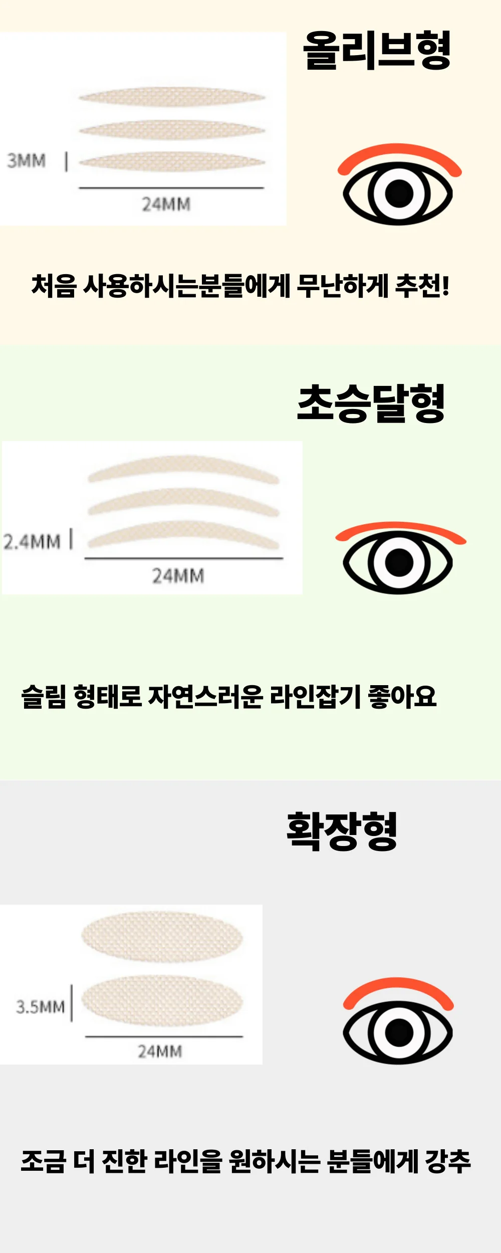 쌍커풀만들기 쌍커풀테이프 레이스쌍테 3타입 240매 상세4