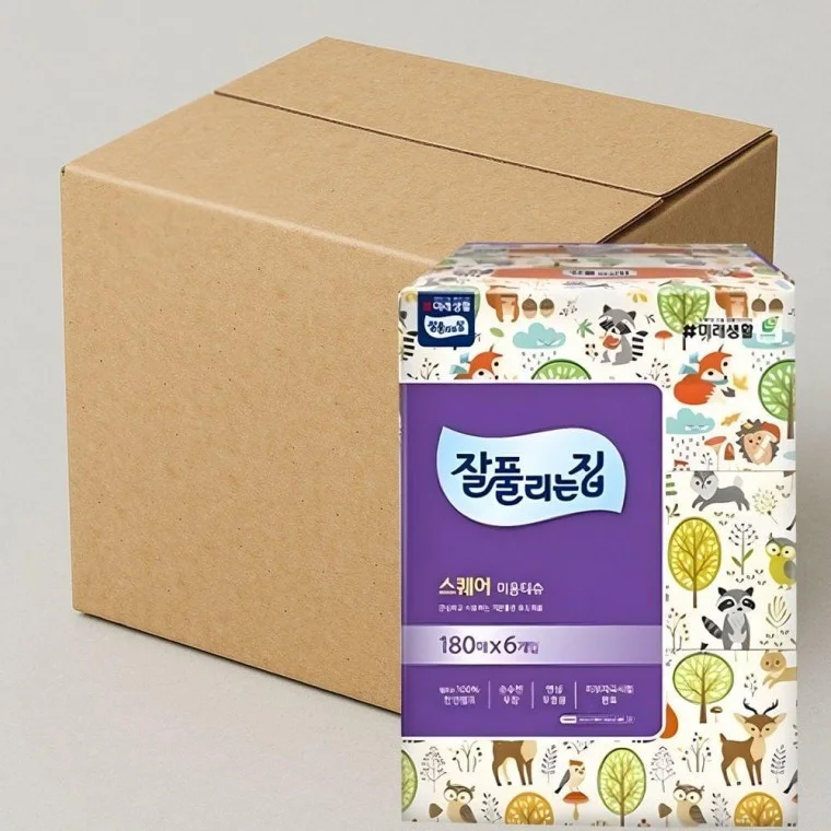 잘풀리는집 미용티슈 각티슈 180매 6입 4팩(무향)