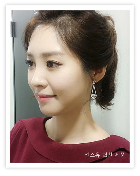 슬림 큐빅 롱드롭 실버 귀걸이 악세사리 상세1