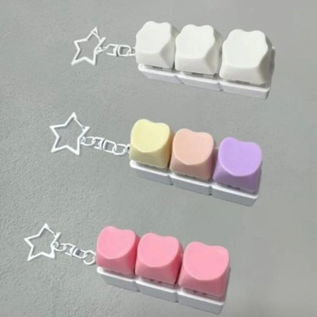 하트키보드 구름 키링 피젯토이 클릭커 스트레스 해소 열쇠고리