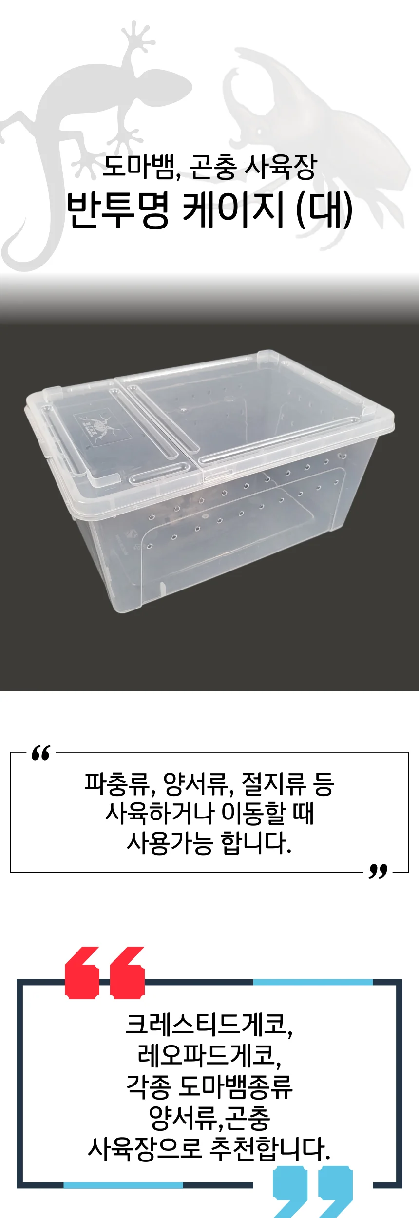 도마뱀 사육장 대형 레오파드 크레스티드 게코 거북이 장수풍뎅이 상세1