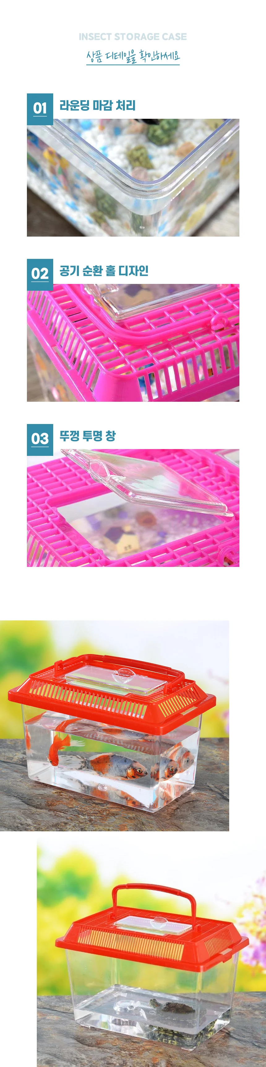 곤충 채집통 소 대 관찰통 어항 다슬기 보관 케이스 상세2