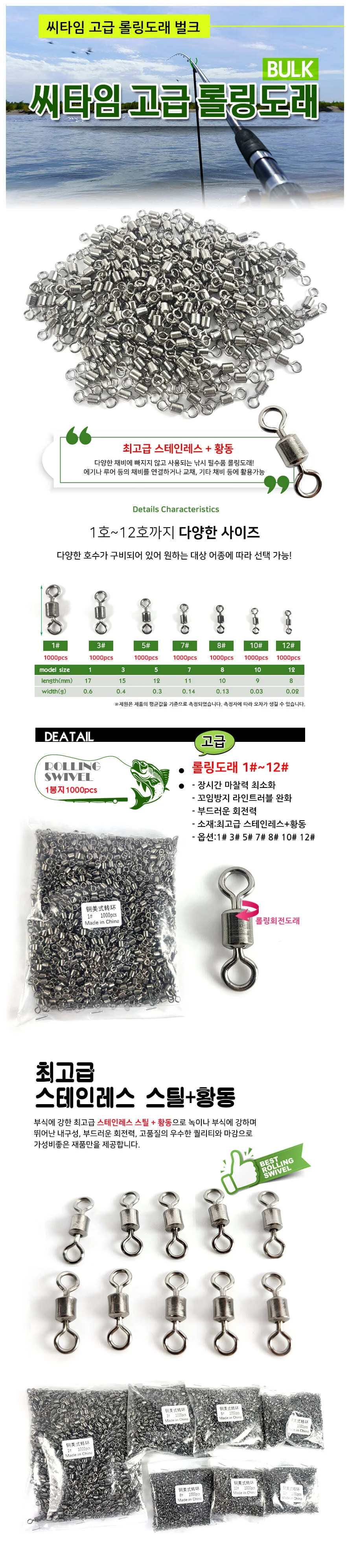 롤링 도래 낚시 자작 채비 우럭 스냅 회전 도래 1호 상세2