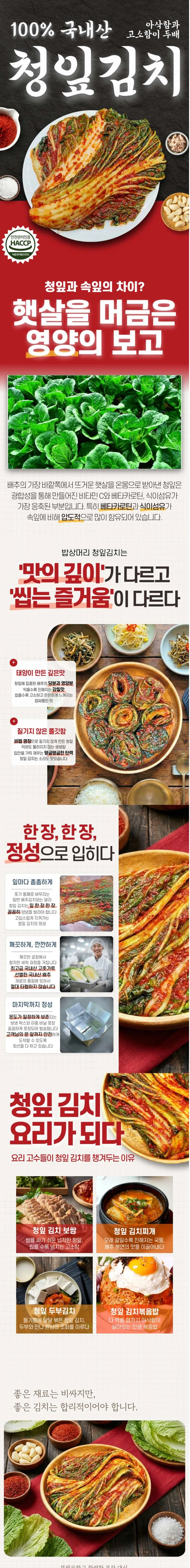 가정용 업소용 해든 100% 국내산 청잎김치 10kg 상세1