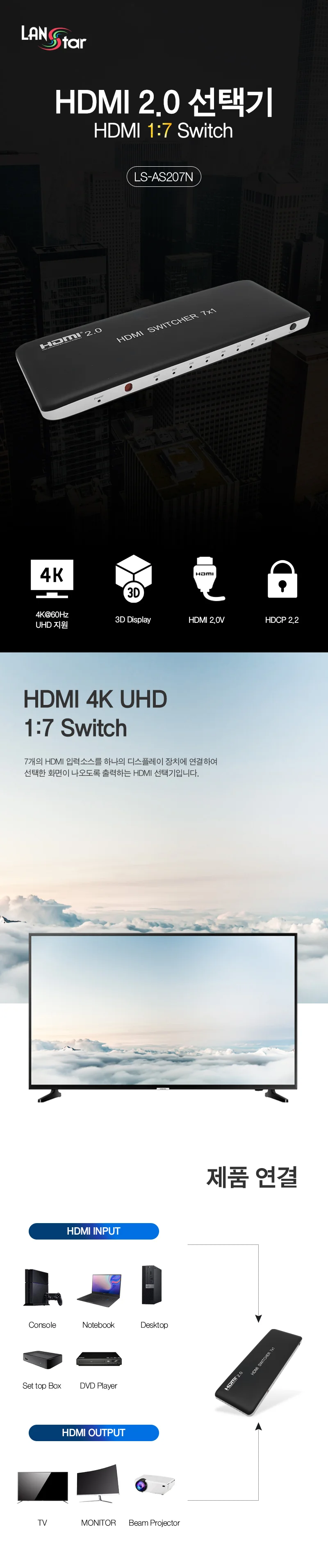 HDMI 2.0 선택기 1대7 상세2