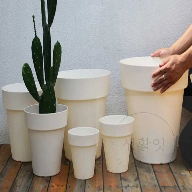 플라스틱 대형 화분 받침세트 33cm 원통형화분 분갈이용화분 귀여운화분 프라스틱화분 멋진화분