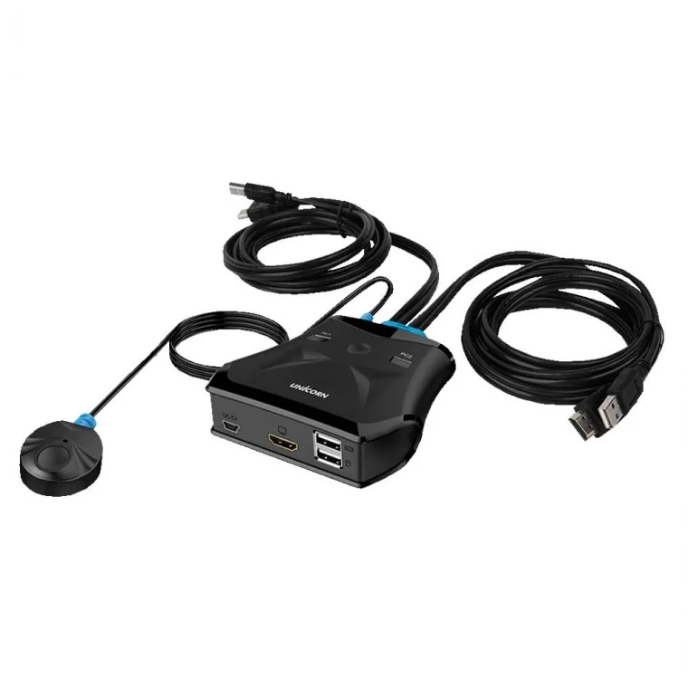 일체형 USB2.0 HDMI KVM스위치 2포트 고해상도 컴퓨터 PC모니터 키보드 마우스 PC2대 제어