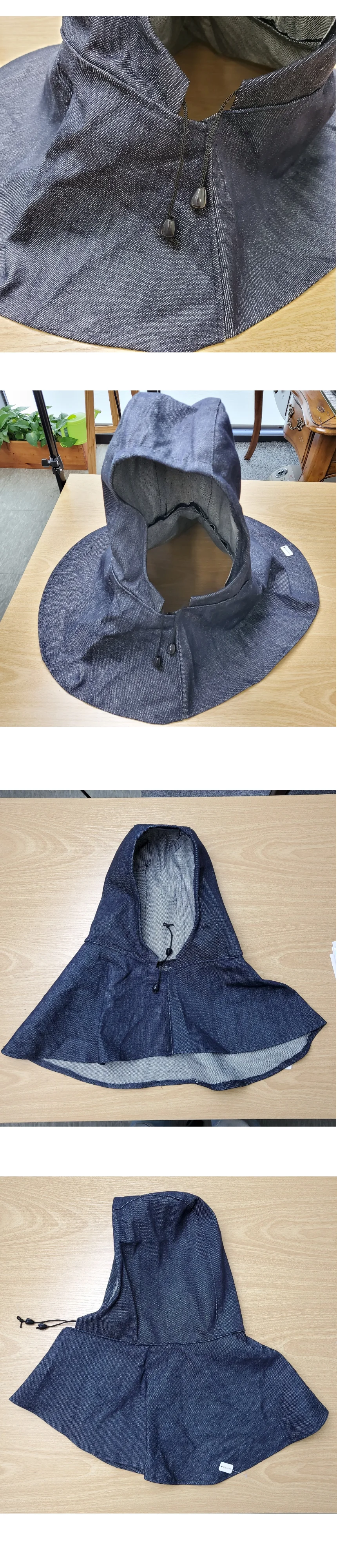 고급형 데님원단 어깨 용접두건 용접모자 상세2