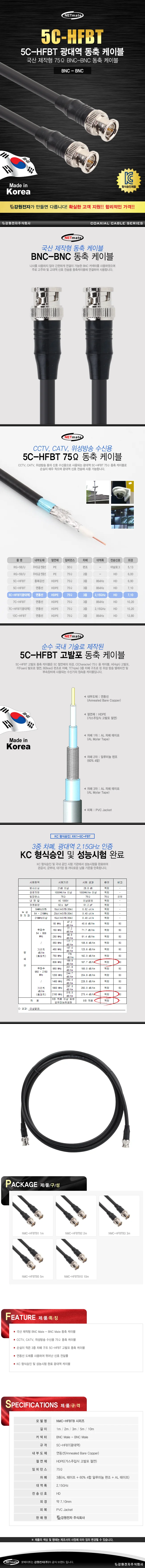 BNC 동축 케이블 연동선 1m 안테나케이블 실드 상세1