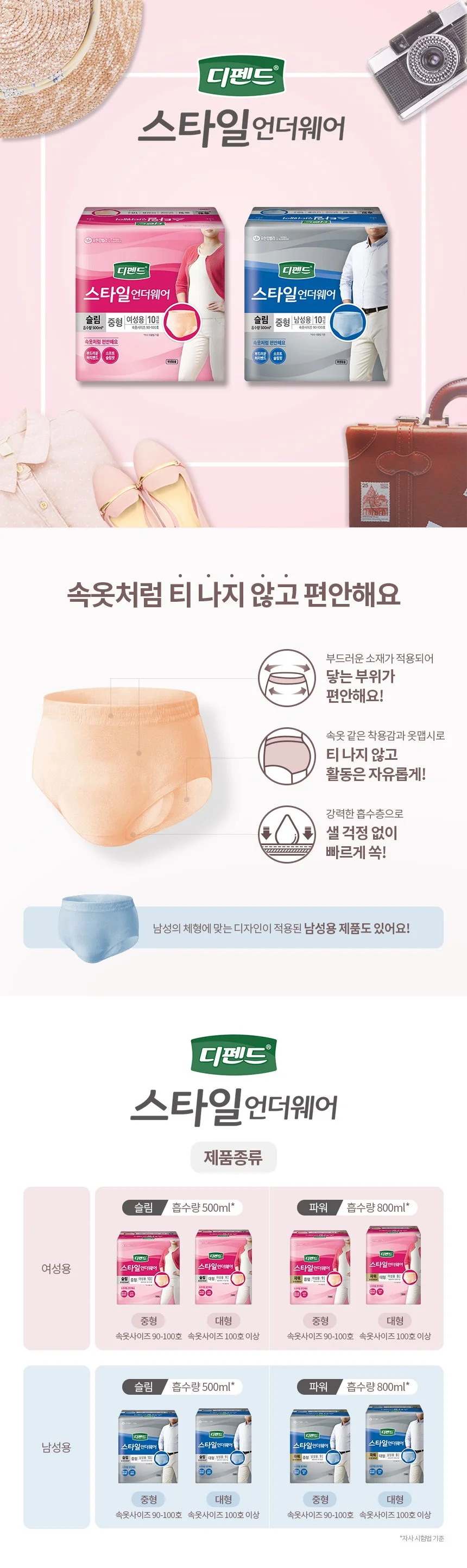 디펜드 스타일 언더웨어 슬림 대형 여성용 9입 상세3