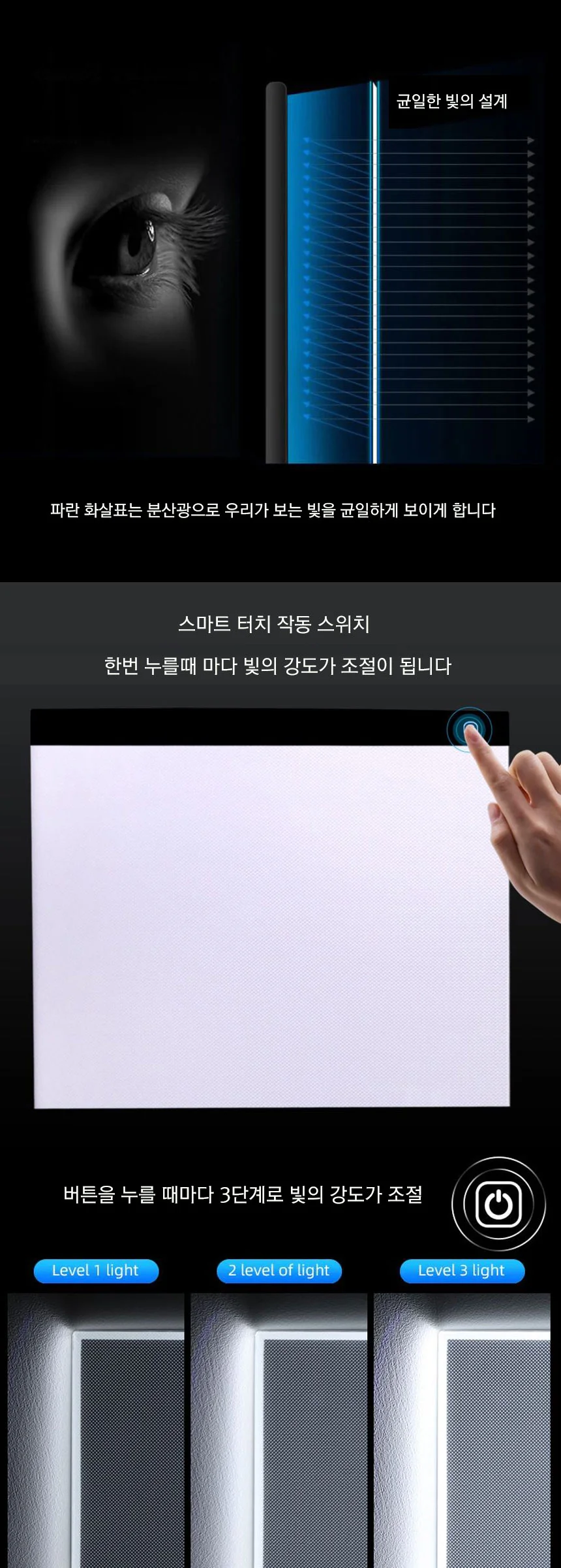 대형 LED그림판 드로잉보드 A3크기 웹툰 만화 연습 복사 카피 상세3