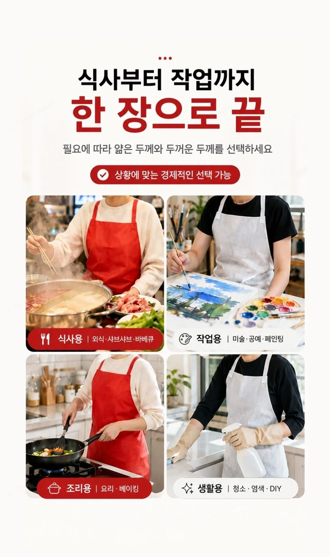 도톰한 고급 부직포 앞치마 두꺼운 업소용 식당용 상세2