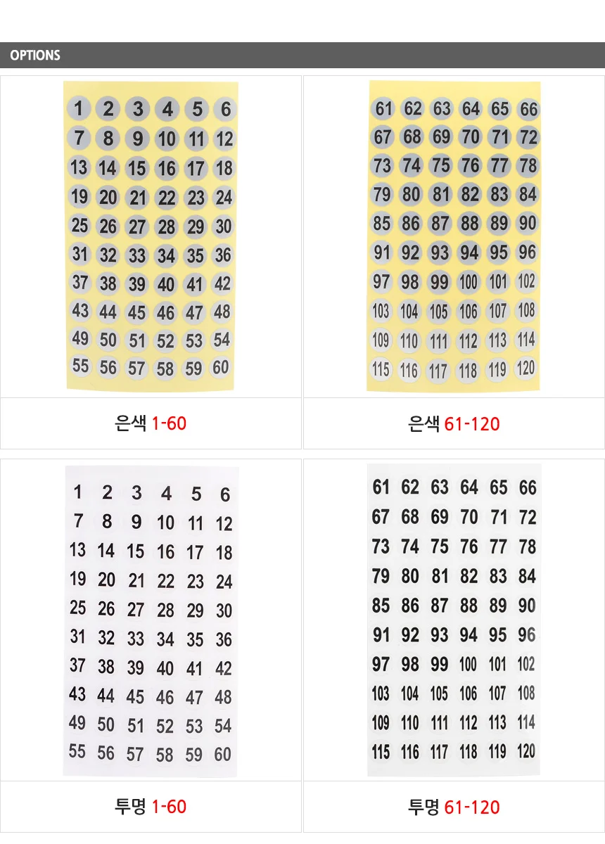 번호스티커 미니 숫자스티커 원형 식별 넘버링 분류 번호표시 라벨 상세2