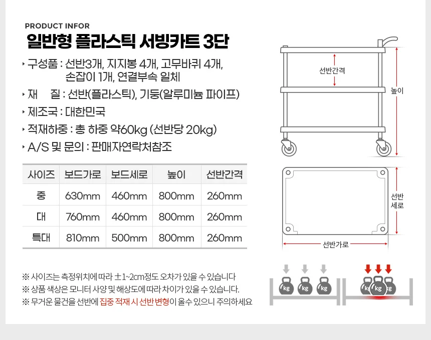 플라스틱써빙카트3단 대 웨건 서빙카 주방카트 써빙카 상세3