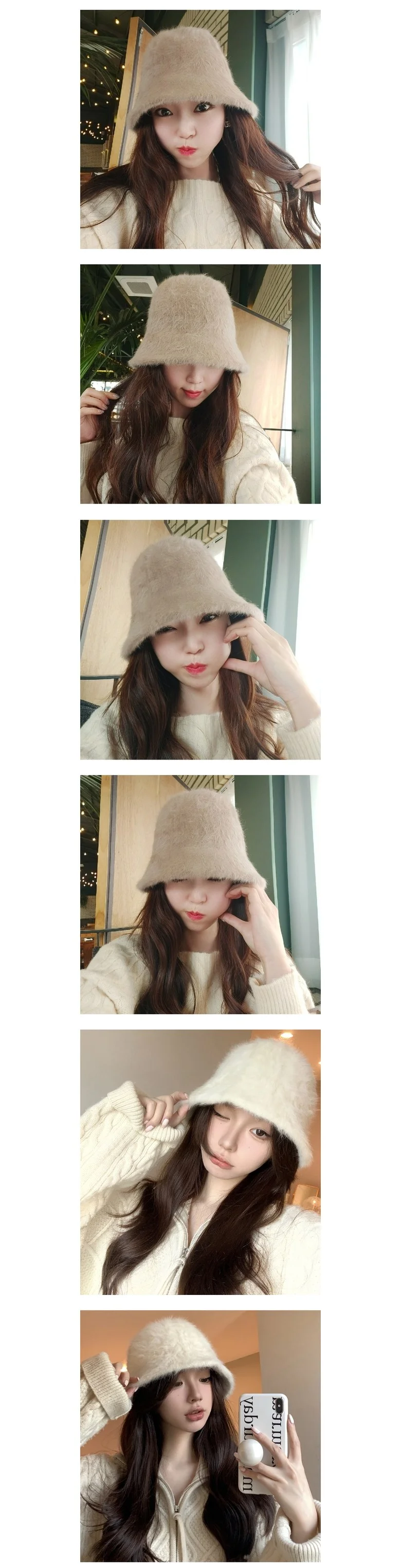 -당일출고- 앙고라 버킷햇 여성 겨울모자 털모자 벙거지모자 상세2