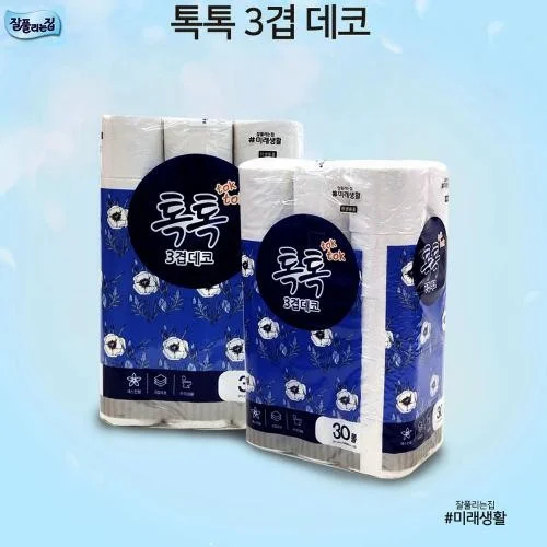 미래생활 3겹데코 톡톡 모던블루 화장지 30롤 휴지