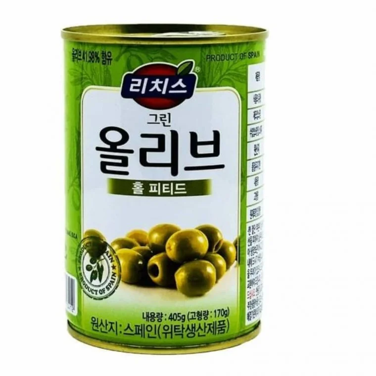 리치스 그린올리브 홀 피티드 405g 올리브통조림 통올리브 씨없는그린올리브