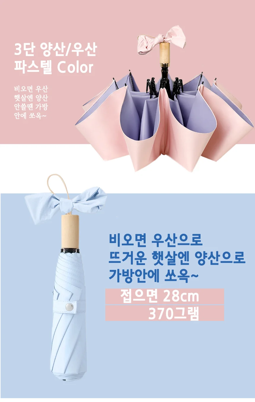 UV 파스텔 3단 양우산 접이식 자외선차단 상세1