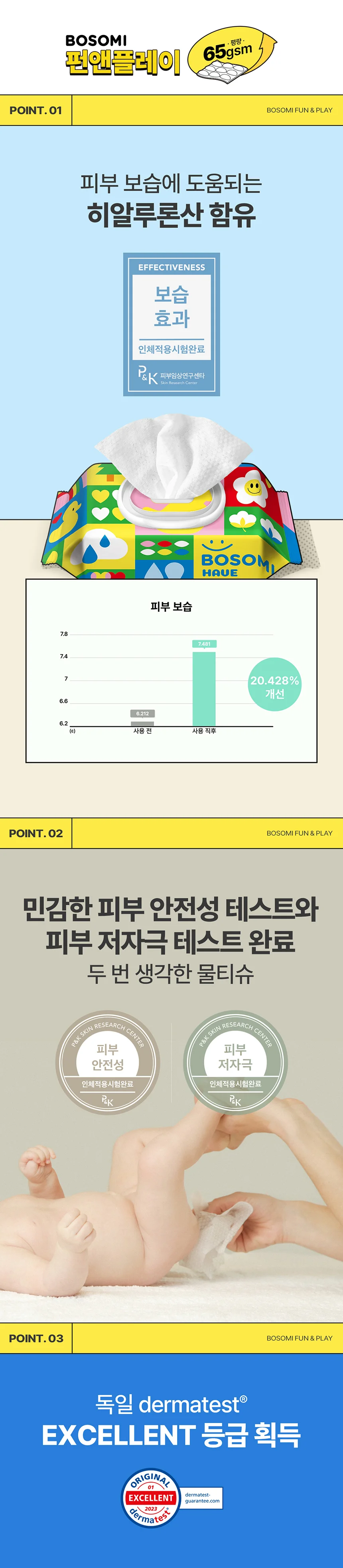 보솜이 펀앤플레이 물티슈 20매 휴대용 깨끗한나라 상세7