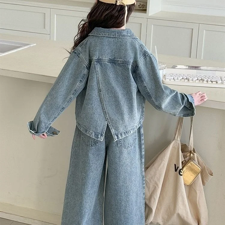 여성아동 데님세트춘 가을 2025 신 여성 빅 키즈 봄장 팬츠 2건 세트
