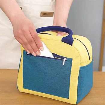 큐티 컬러블록 보온보냉백 도시락가방 직장인 런치백 상세2