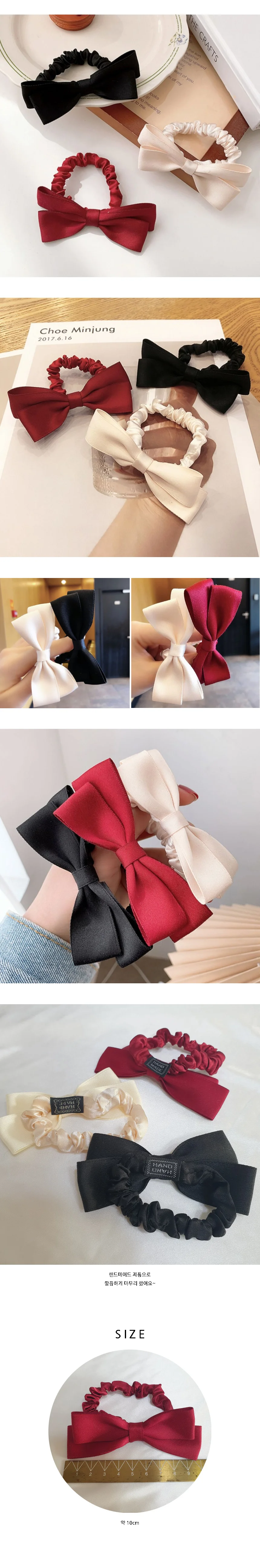 3color 리본 곱창 머리 끈 명품 헤어 슈슈 스크런치 상세2
