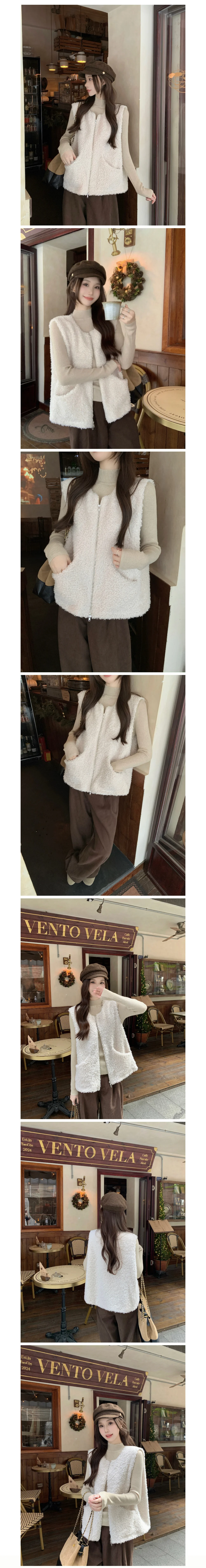 뽀글이 이너 데일리 집업 여성 조끼 베스트 퍼조끼 털조끼 상세1