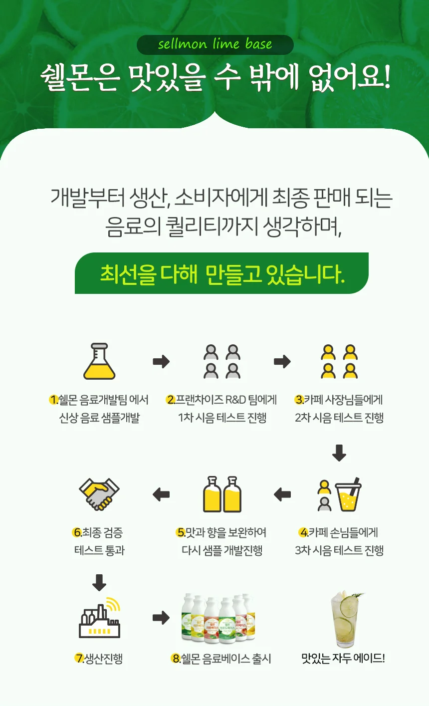 쉘몬 과일 농축액 베이스 라임 1kg/시럽/원액/에이드 상세4