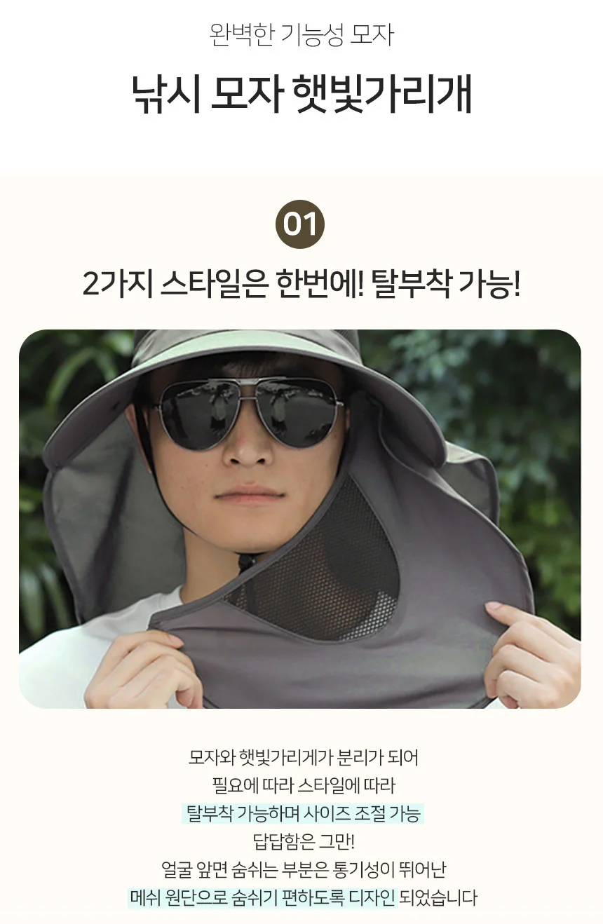 햇빛가리개 모자 자외선차단모자 안면마스크모자 상세5