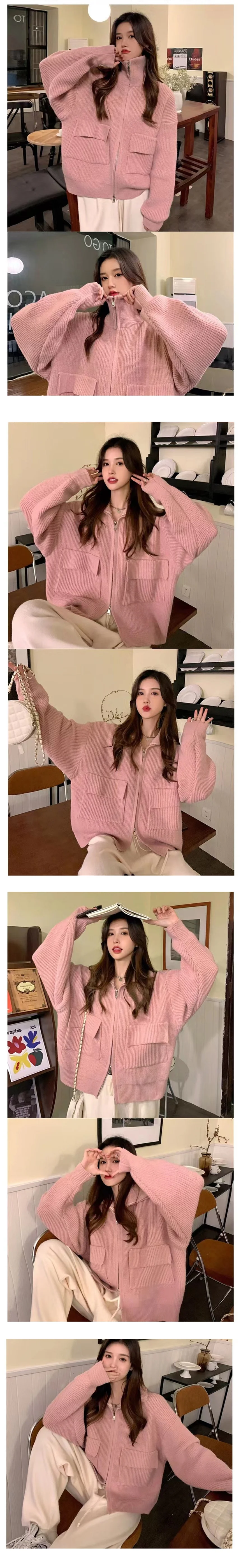 폴라 니트집업 오버핏니트집업 여성간절기옷 여자간절기옷 상세4
