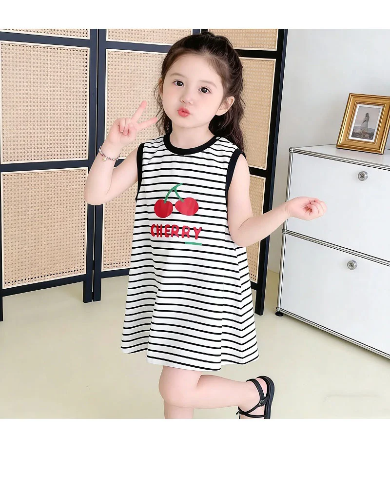 여아 여름 민소매 프린팅 레터링 아동 나시 캔디 원피스 상세5