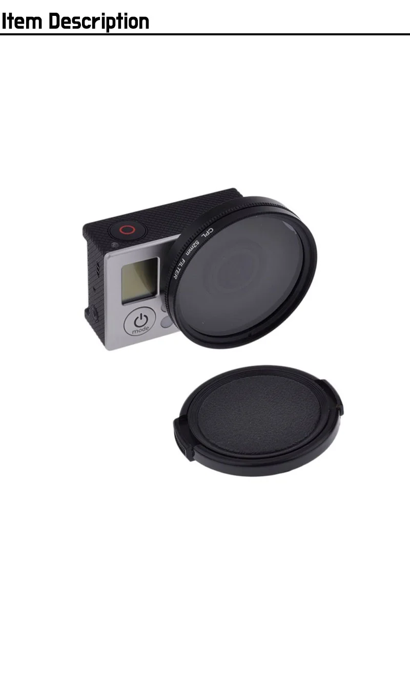 고프로 4 3 액션캠 호환 CPL 편광 필터 렌즈 52mm 커버 상세2
