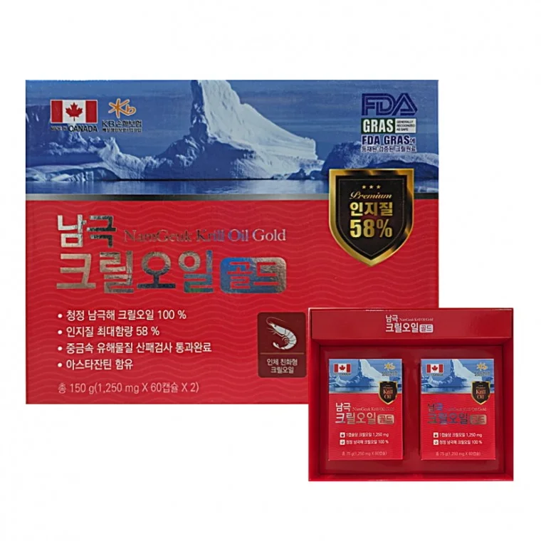 남극크릴오일 골드 약국판매용 1250mg x 60캡슐 x 2 4개월분