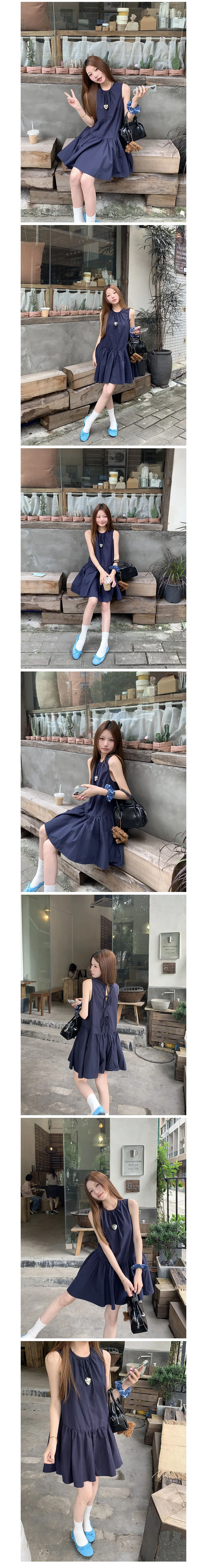 민소매 플레어 트임 원피스 나시 미니 캉캉 A라인 상세2